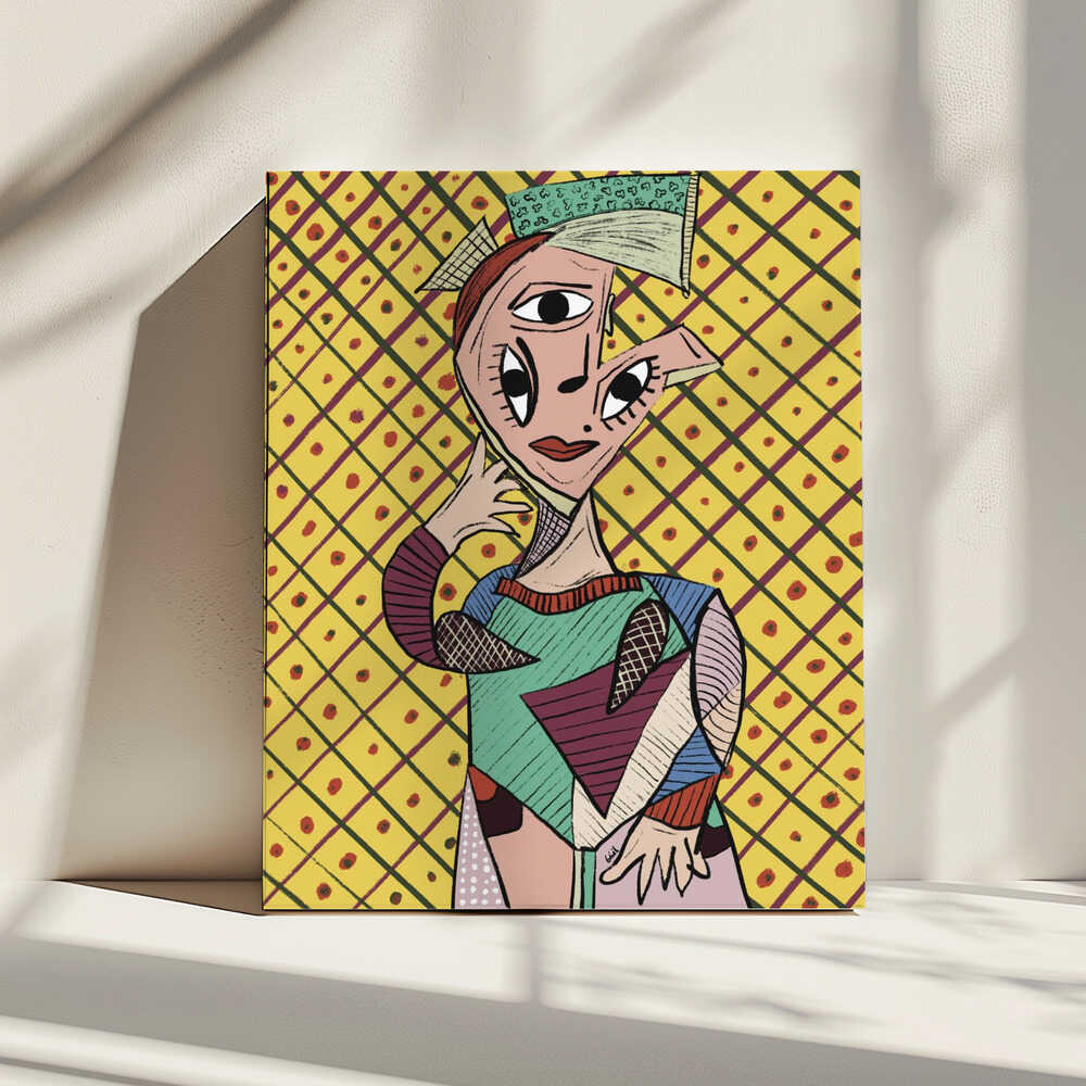 Vibrant Cubist Portrait, arte de GIovanna Gil Alves impreso en canvas