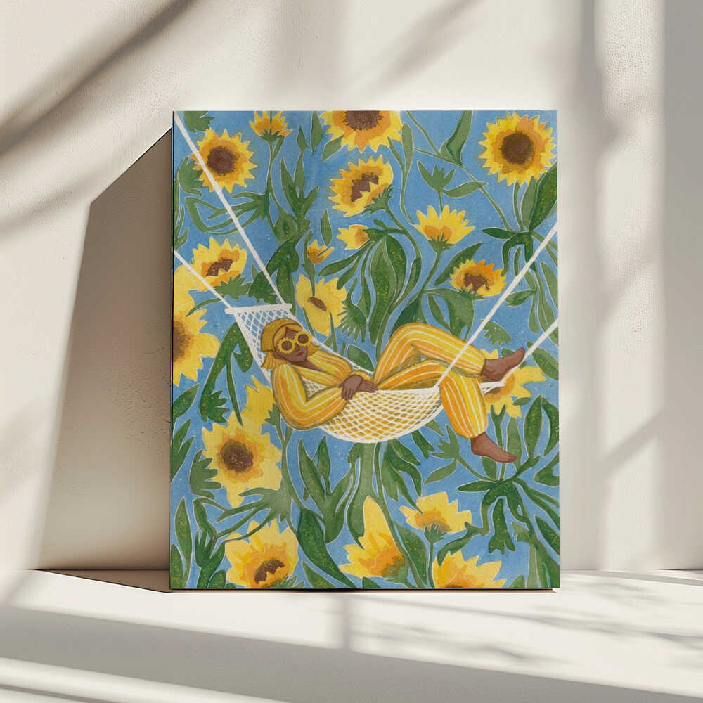 Relaxing Among Sunflowers, arte de Essa Van Reis impreso en canvas