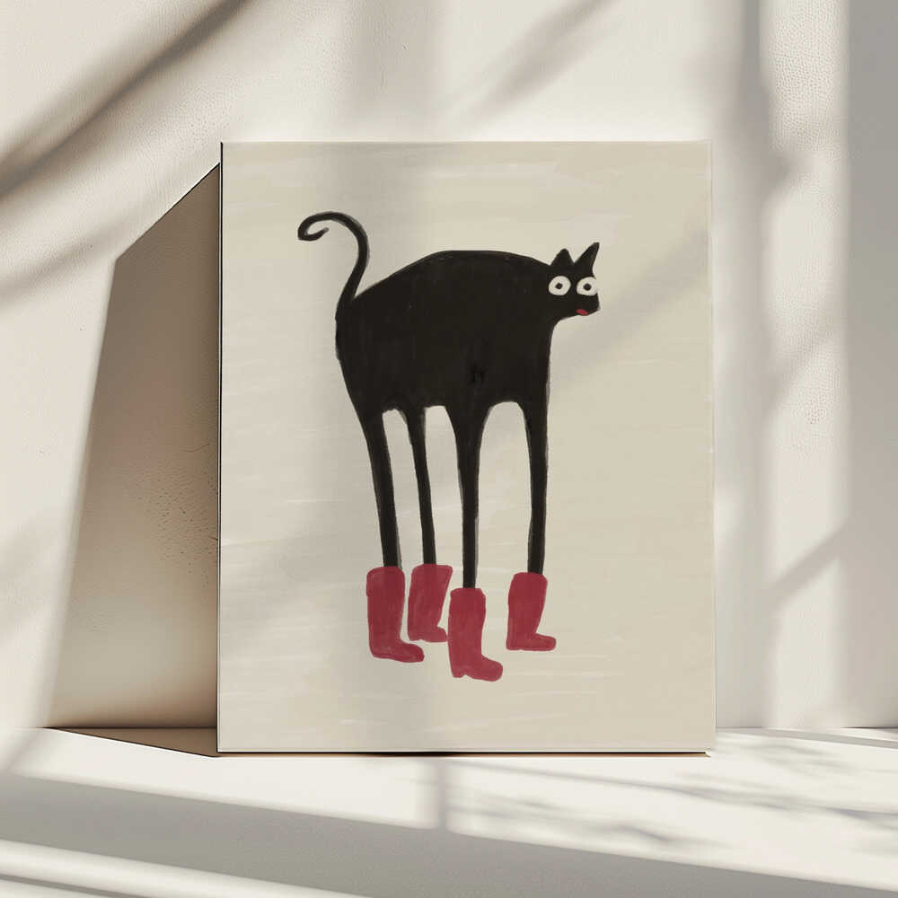 Funny Black Cat Boots, arte de The Art Concept impreso en canvas