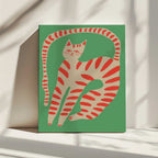 Striped Cat Stretching, arte de The Art Concept impreso en canvas
