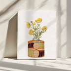 Yellow Flowers Orange Vase, arte de Wild Violets impreso en canvas