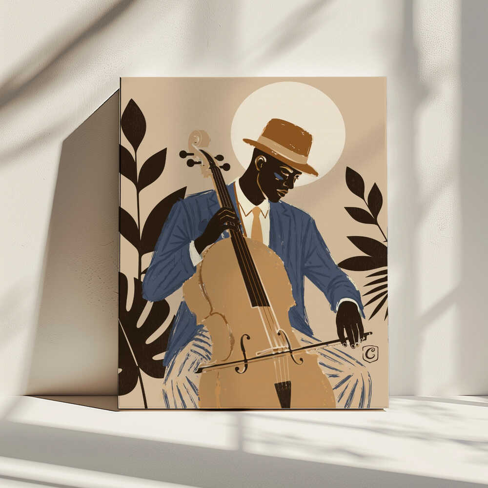 Jazz Cello Player, arte de Cannavaro impreso en canvas