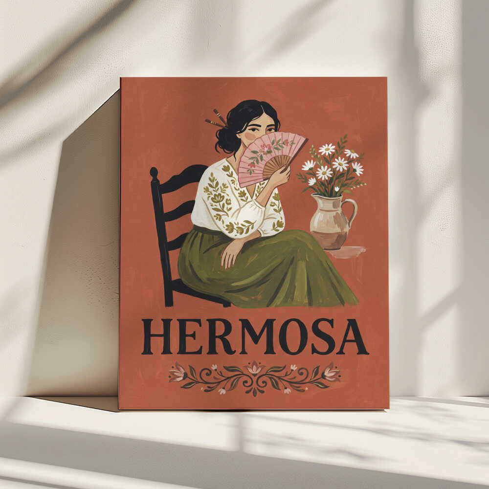 Hermosa with Fan, arte de Andreas Magnusson impreso en canvas