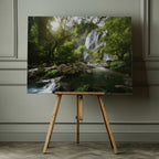 Sunlit Jungle Waterfall