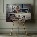 Retro Pinup Classic Car, arte de gNo impreso en canvas