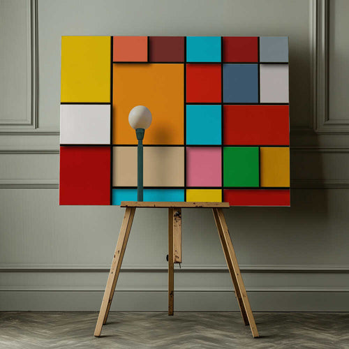 Colorful Geometric Lamppost, arte de Alfonso Novillo impreso en canvas