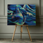 Flowing Blue Figures, arte de Corné Akkers impreso en canvas