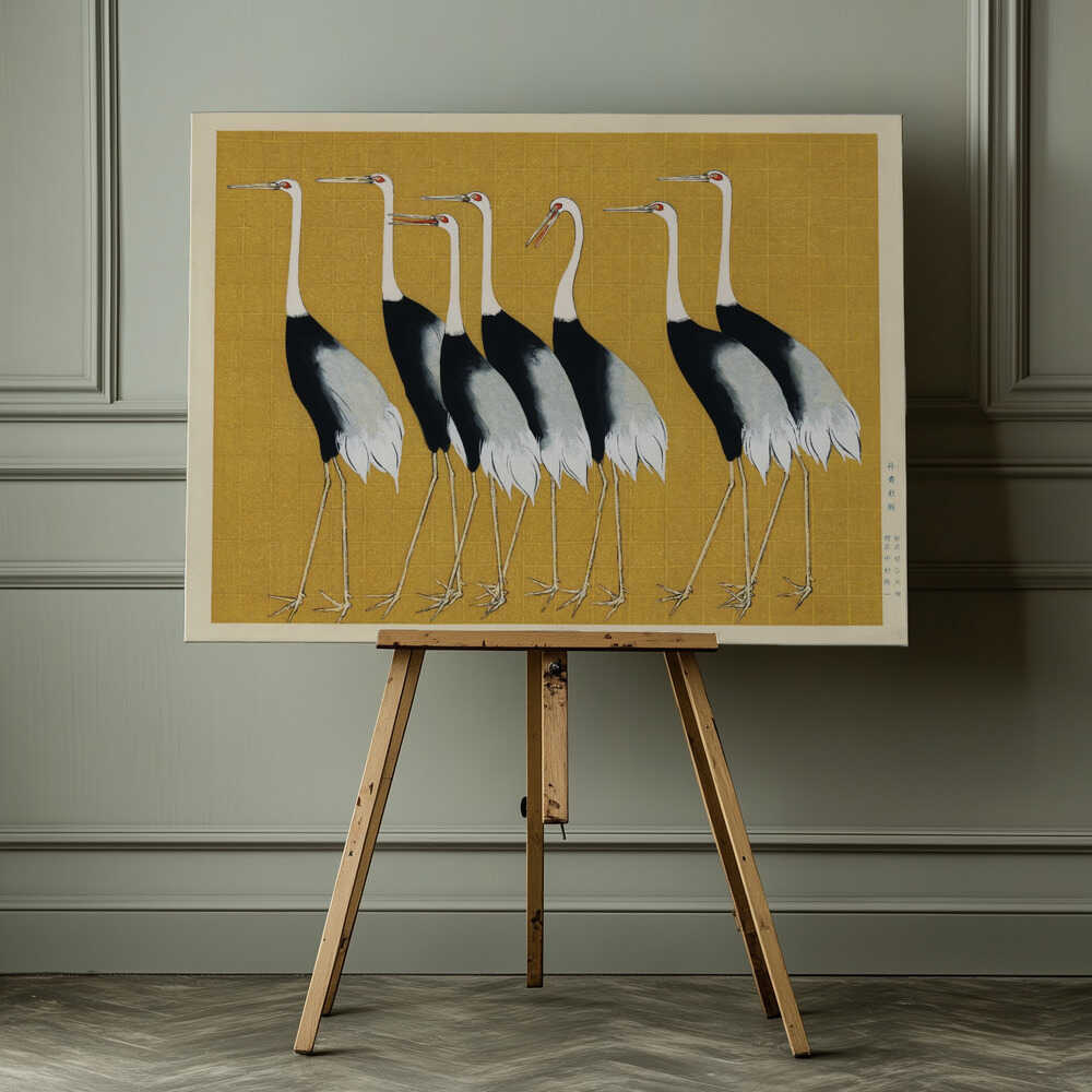 Japanese Red Crown Crane, arte de Ogata Korin impreso en canvas