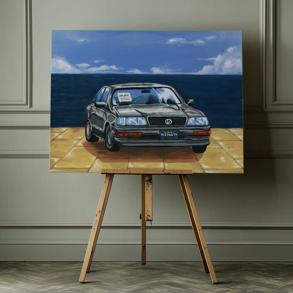 Oceanfront Car For Sale, arte de Famous When Dead impreso en canvas