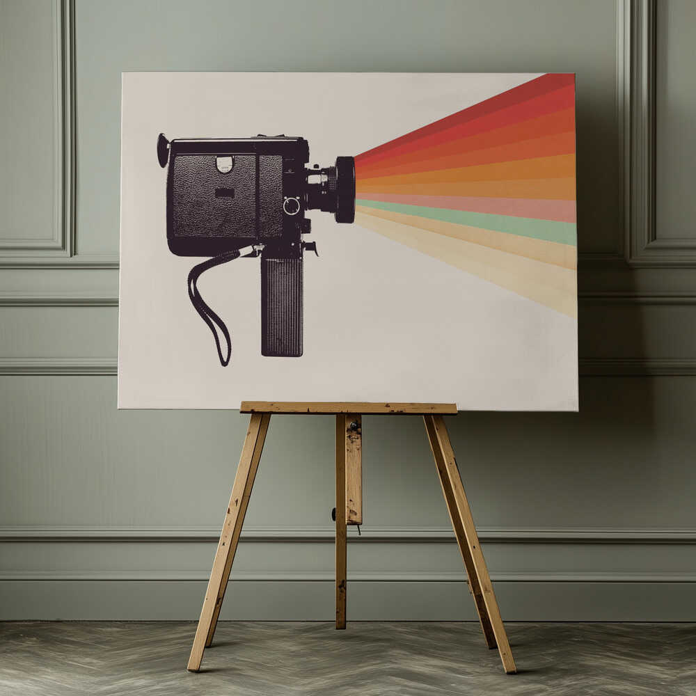 Retro Camera Rainbow Light, arte de Florent Bodart impreso en canvas
