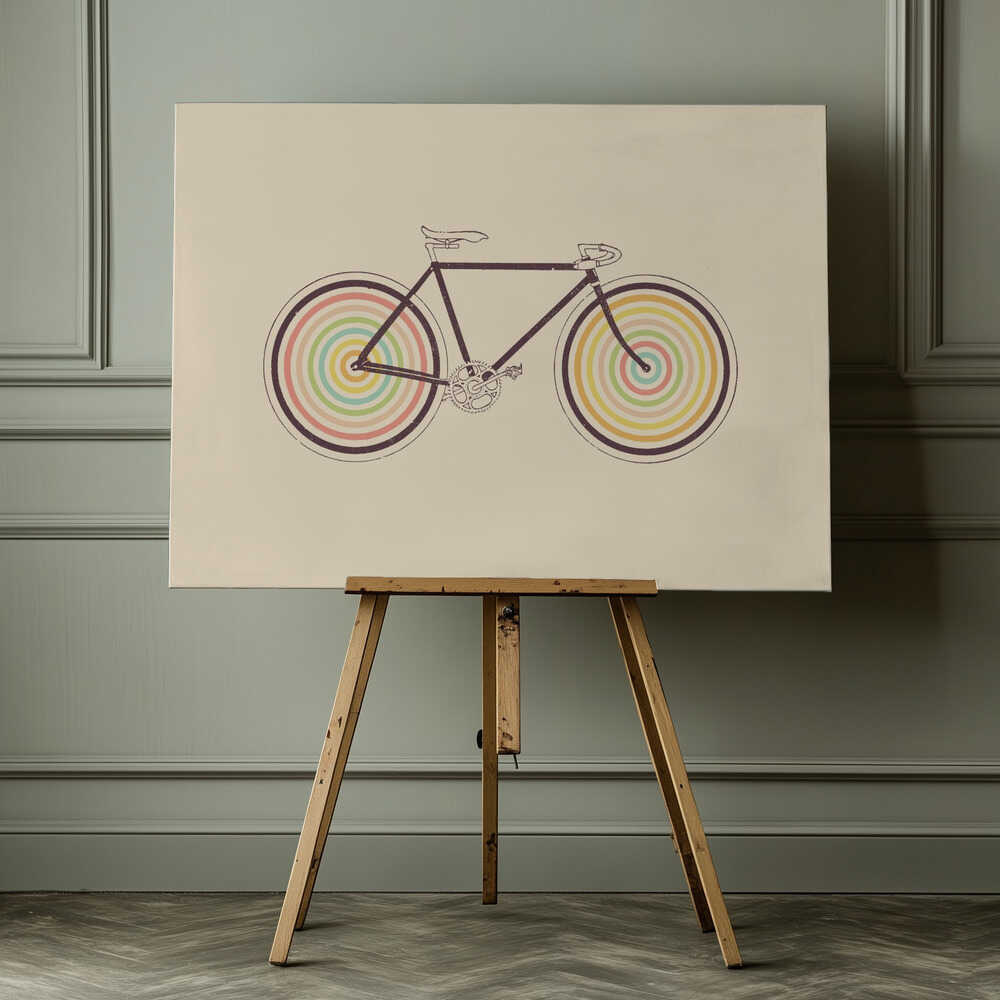 Colorful Retro Bike, arte de Florent Bodart impreso en canvas