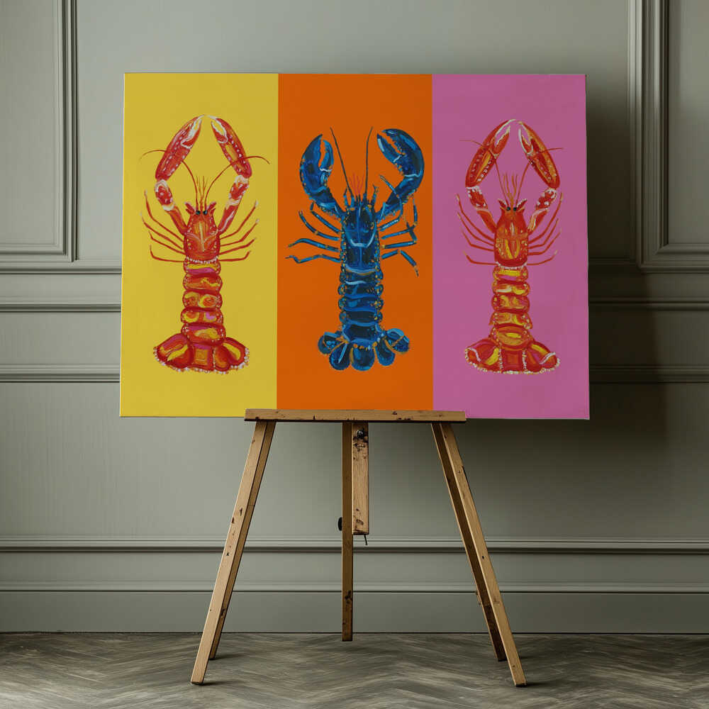 Colorful Pop Lobsters, arte de Alice Straker impreso en canvas