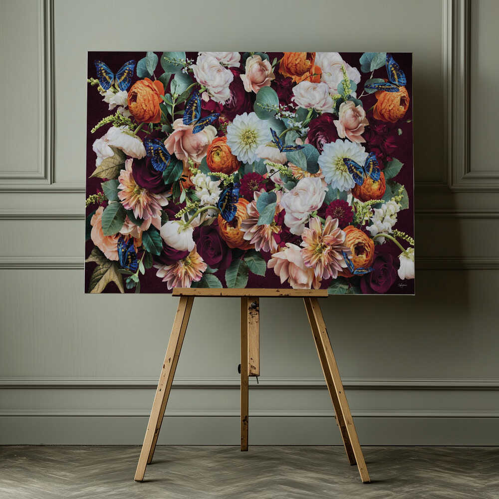 Lush Floral Butterflies, arte de Sue Skellern impreso en canvas