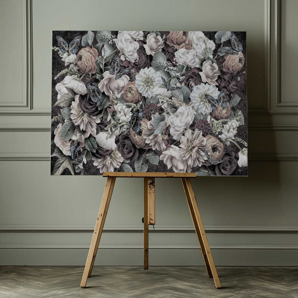 Romantic Dark Blooms, arte de Sue Skellern impreso en canvas