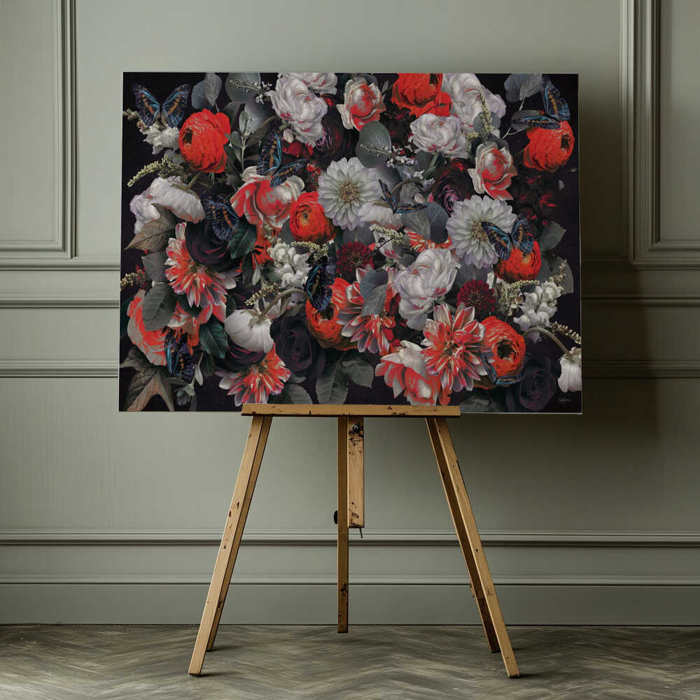 Dark Floral Butterflies, arte de Sue Skellern impreso en canvas