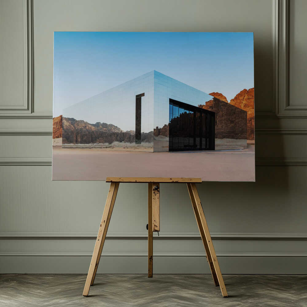 Mirrored Desert Architecture, arte de Hazim Alhazmi impreso en canvas