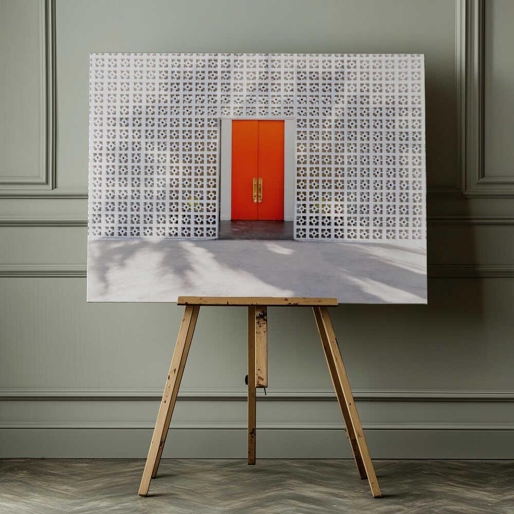 Parker Orange Doors and Breezeblock Wall, arte de Tom Windeknecht impreso en canvas