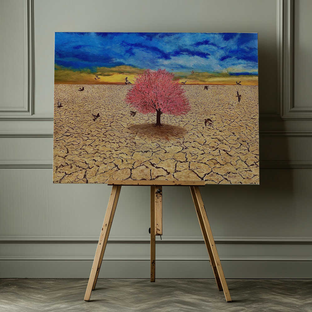 Pink Tree Desert Sky, arte de Tom Blood impreso en canvas