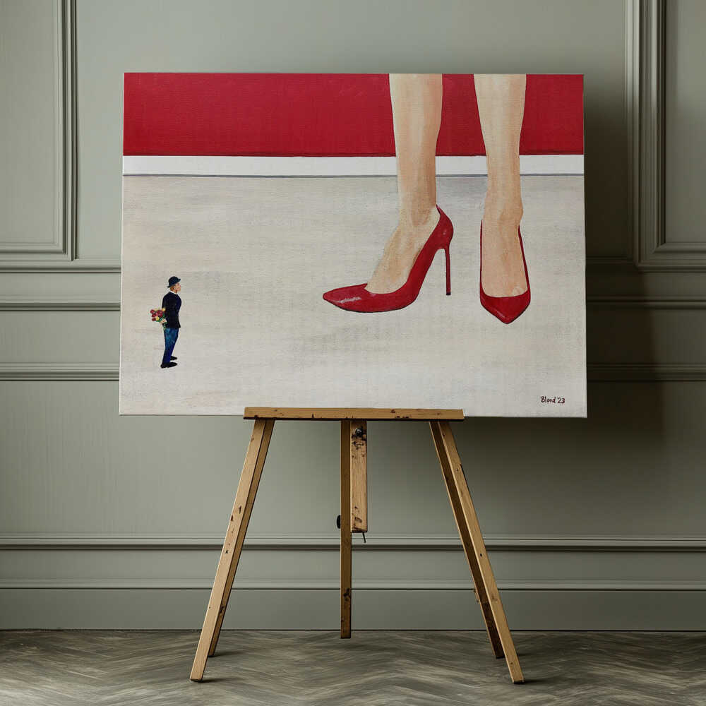 Red Heels and Tiny Love, arte de Tom Blood impreso en canvas