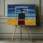 Man Holding Framed Beach, arte de Tom Blood impreso en canvas