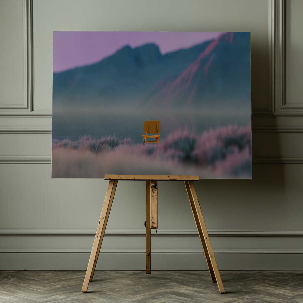 Misty Mountain Chair, arte de Javier Pardina impreso en canvas