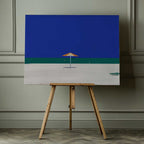 Serene Beach Umbrella, arte de Little Dean impreso en canvas
