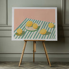 Lemons and stripes, arte de Jenny Liz Rome impreso en canvas