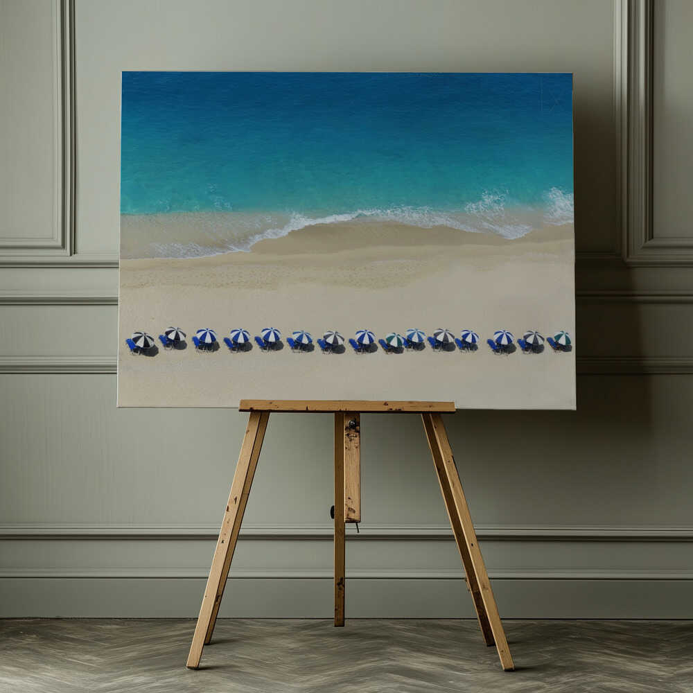 Tropical Beach Umbrellas, arte de Ina Dabi impreso en canvas