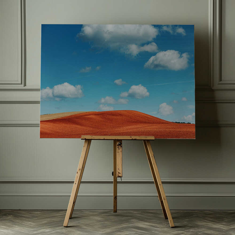 Red Fields Blue Sky, arte de Javier Pardina impreso en canvas