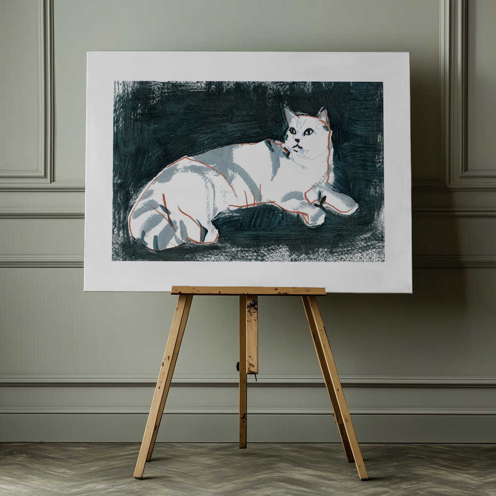 Lying White Cat