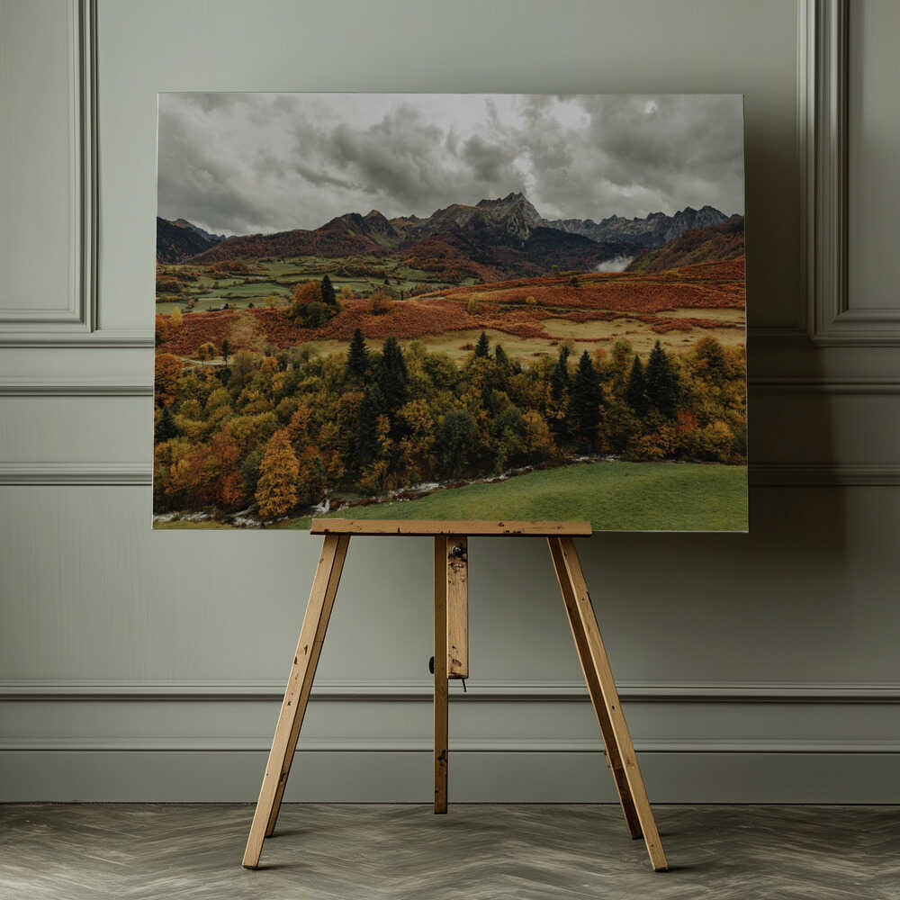 Autumn Mountain Valley, arte de Javier Pardina impreso en canvas