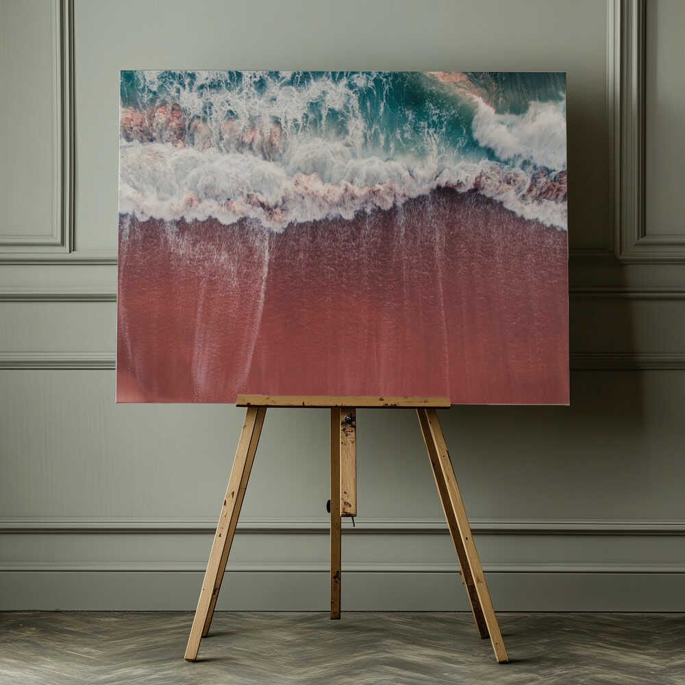 Crashing Waves Red Beach, arte de Javier Pardina impreso en canvas