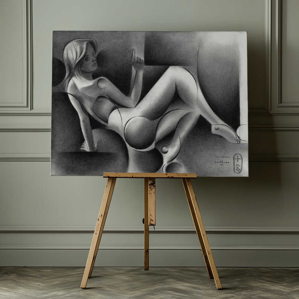 Stylized Reclining Woman, arte de Corné Akkers impreso en canvas