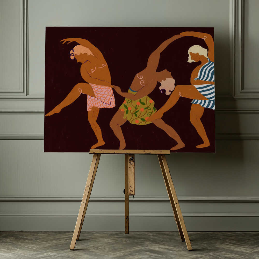 Rhythmic Dancing Figures, arte de Uma Gokhale impreso en canvas