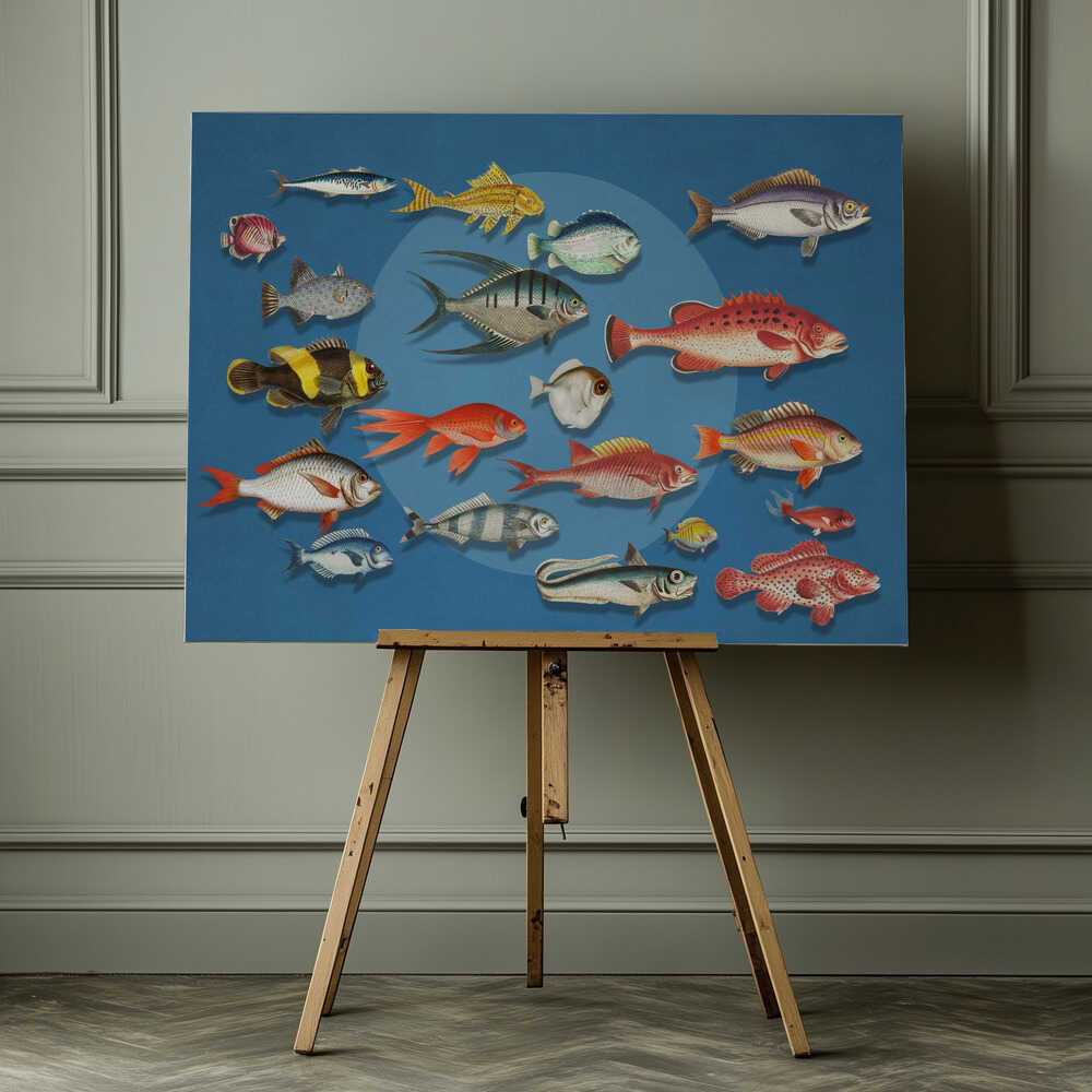 Colorful Marine Fish Collection, arte de Marja van den Hurk impreso en canvas