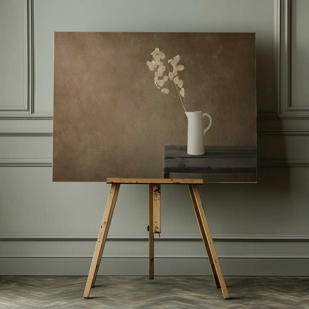White Pitcher Dried Plant, arte de Mayra Pama impreso en canvas