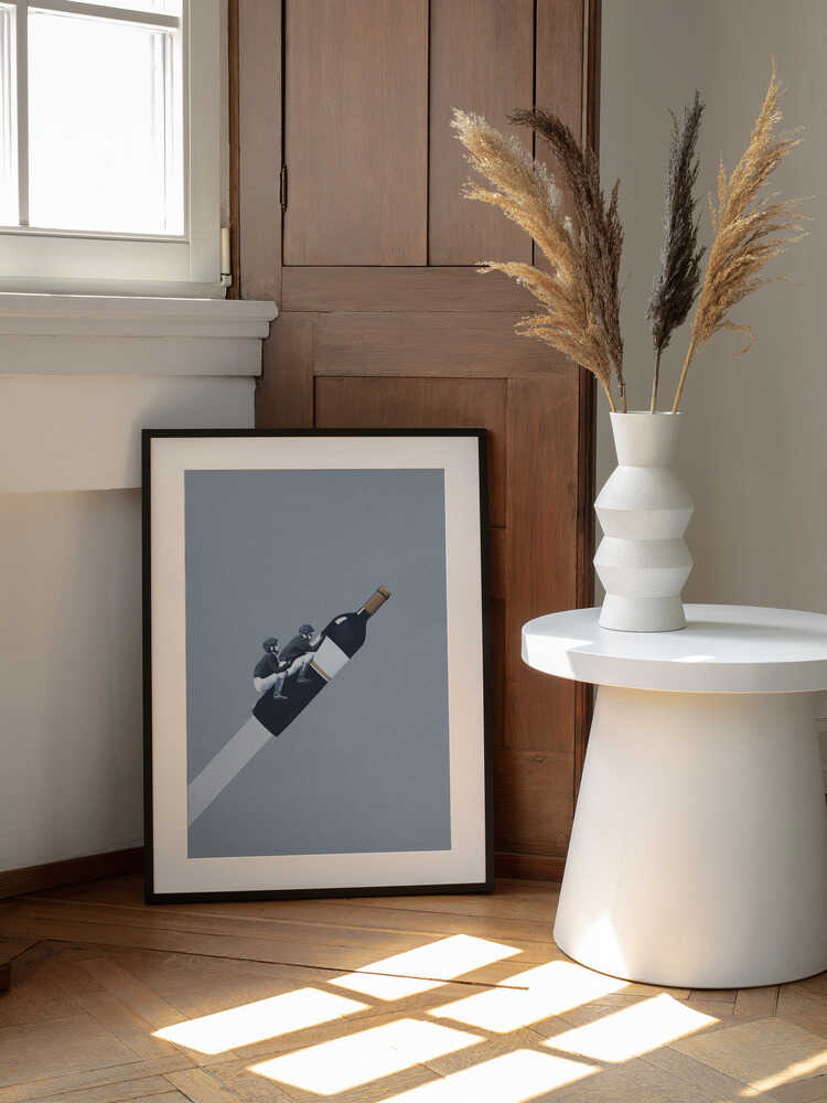 We ride until dawn, arte de Maarten Léon enmarcado en una pared