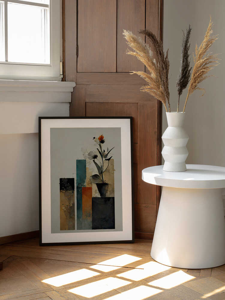 Abstract Blossoms, arte de Treechild enmarcado en una pared