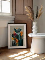 Petals in Harmony, arte de Treechild enmarcado en una pared