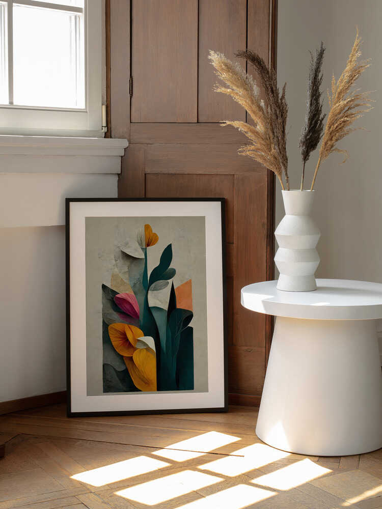 Floral Symphony, arte de Treechild enmarcado en una pared
