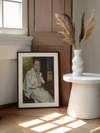 Pensive Kimono Girl, arte de Corné Akkers enmarcado en una pared