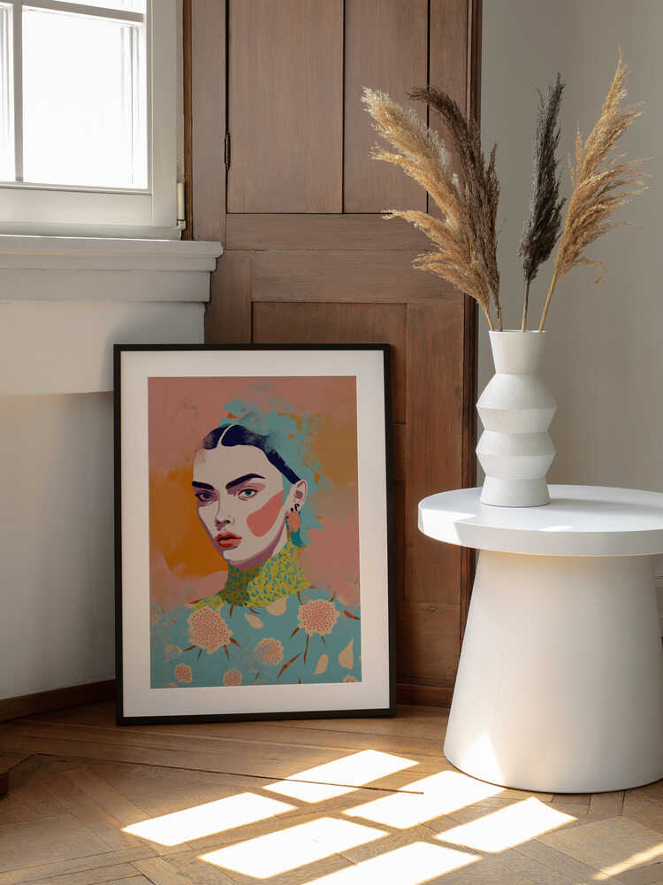 Vivid Elegance, arte de Treechild enmarcado en una pared