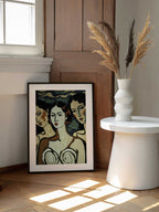 Trio of Elegance, arte de Treechild enmarcado en una pared
