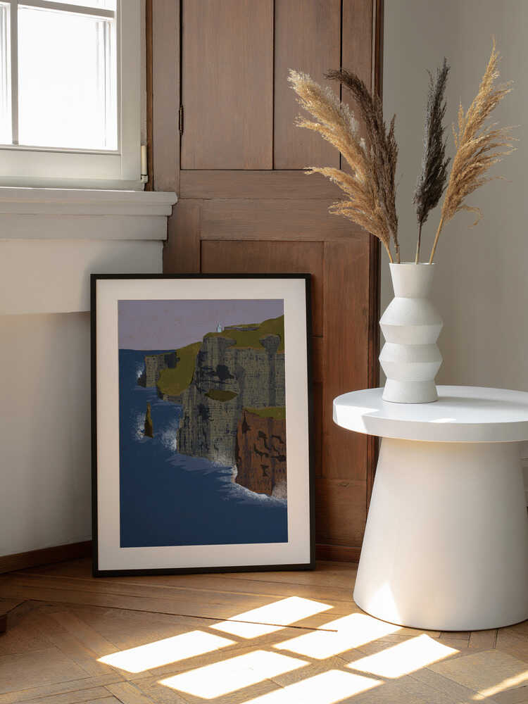 Towering Cliffs Lighthouse, arte de Charlotte Trudgett enmarcado en una pared