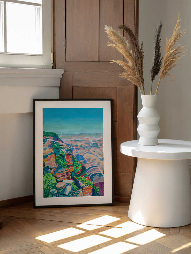 Vibrant Grand Canyon, arte de Pauline Wegman | Key and Sea Creative enmarcado en una pared