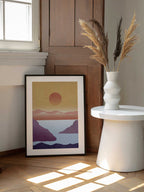 Desert Lake Sunset Birds, arte de Fadil Roze enmarcado en una pared
