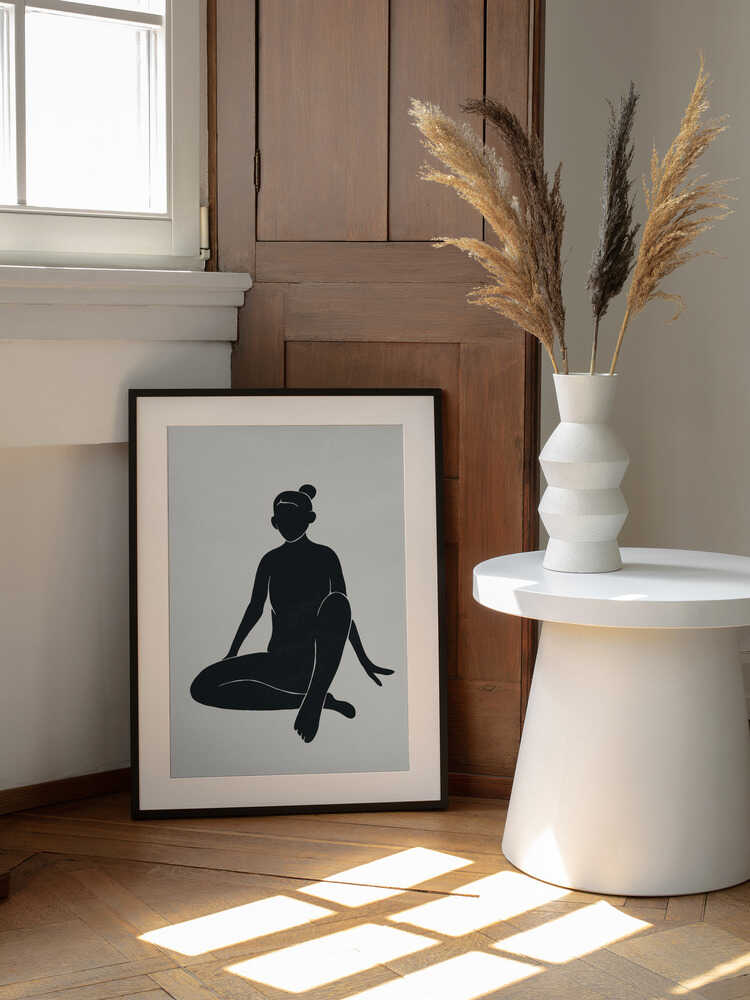 Serene Woman Silhouette, arte de jay stanley enmarcado en una pared
