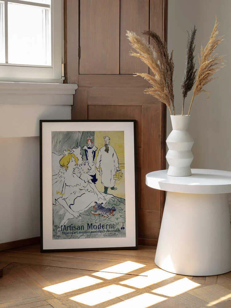 L'artisan Moderne (1896), arte de TOULOUSE LAUTREC enmarcado en una pared