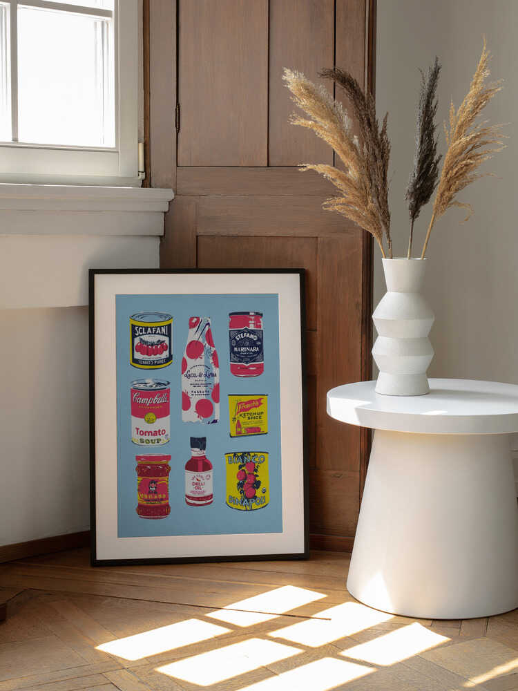 Retro Kitchen Food, arte de Studio Mandariini enmarcado en una pared
