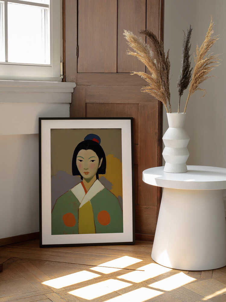 Serene Elegance, arte de Treechild enmarcado en una pared